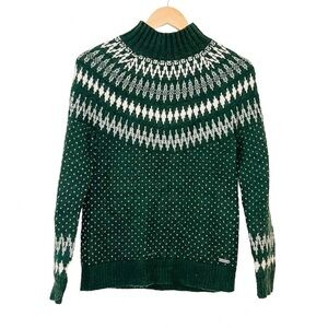 Eddie Bauer Fair Isle Wool Blend Mock Neck Sweater XS